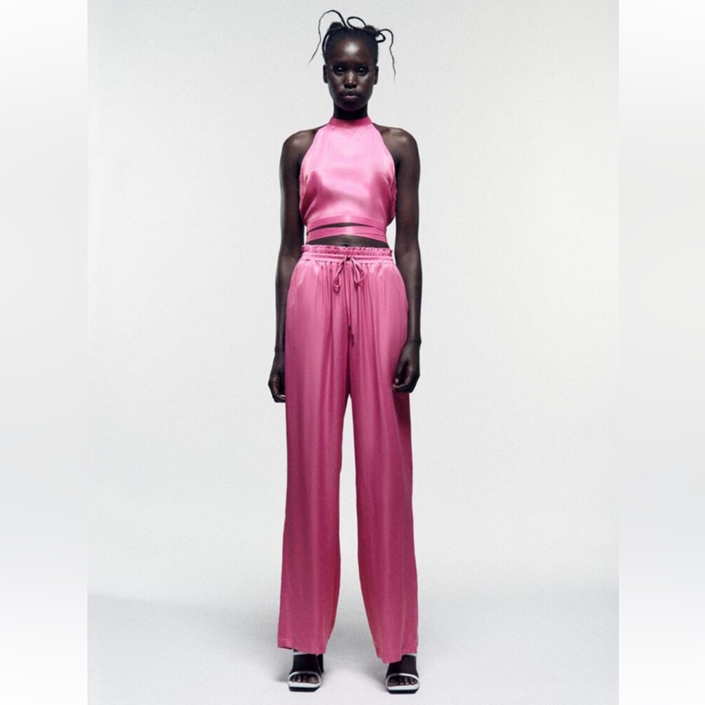 Zara wide leg satin pant